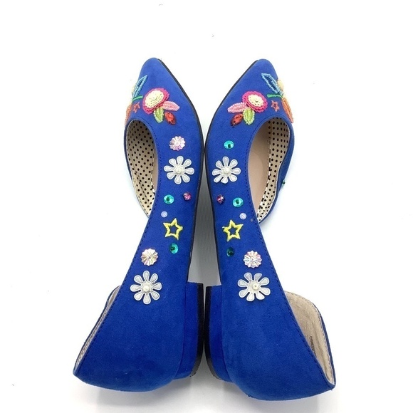 Betsey Johnson  Cypress Blue Beaded‎ Embellished Flats Size 6.5 - Picture 14 of 16